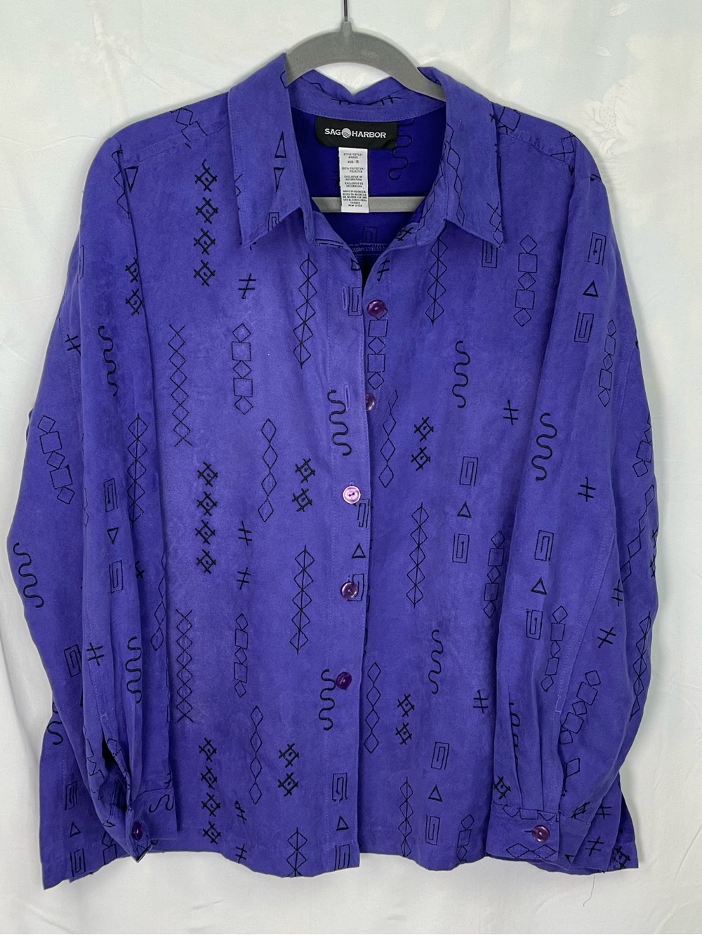 Sag Harbor Purple Patterned Button-Up Shirt